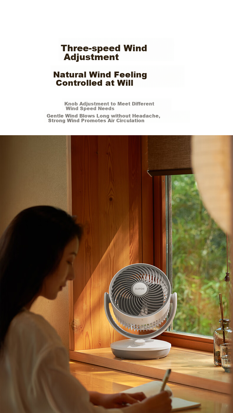 SUPOR [High Cost-Performance] Air Circulation Fan, Electric Fan for Home Use, Floor Fan, Desktop Standing Fan, Bedroom Living Room Detachable Washable Oscillating Fan, Air Conditioner Companion EFC-118A 4
