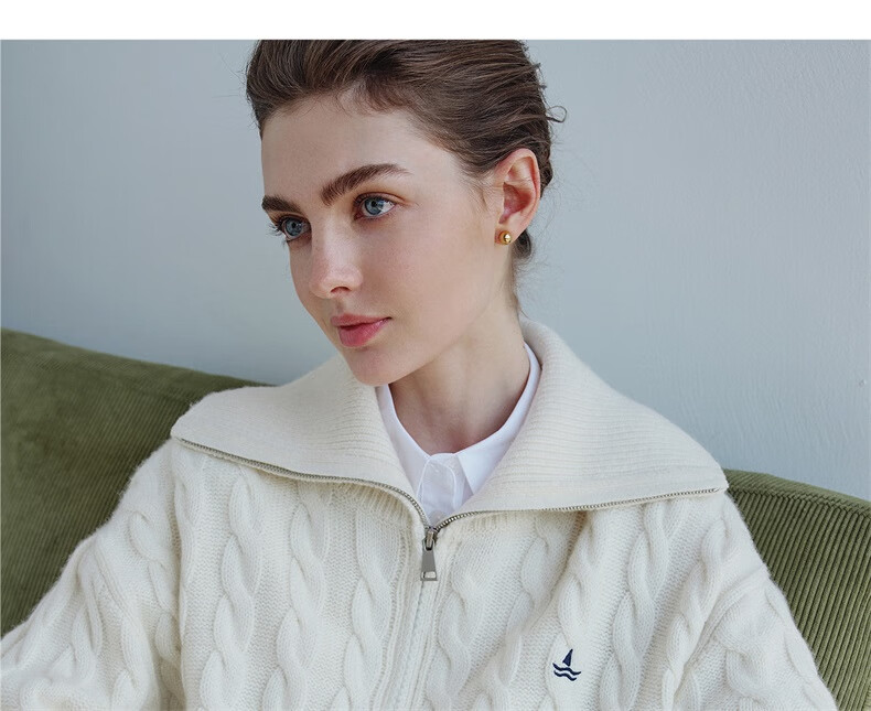 NaviKail Italy Small Sailboat Women's 2025 New Full Wool Knit Cardigan Sweater Wool Jacket 2334095507 8