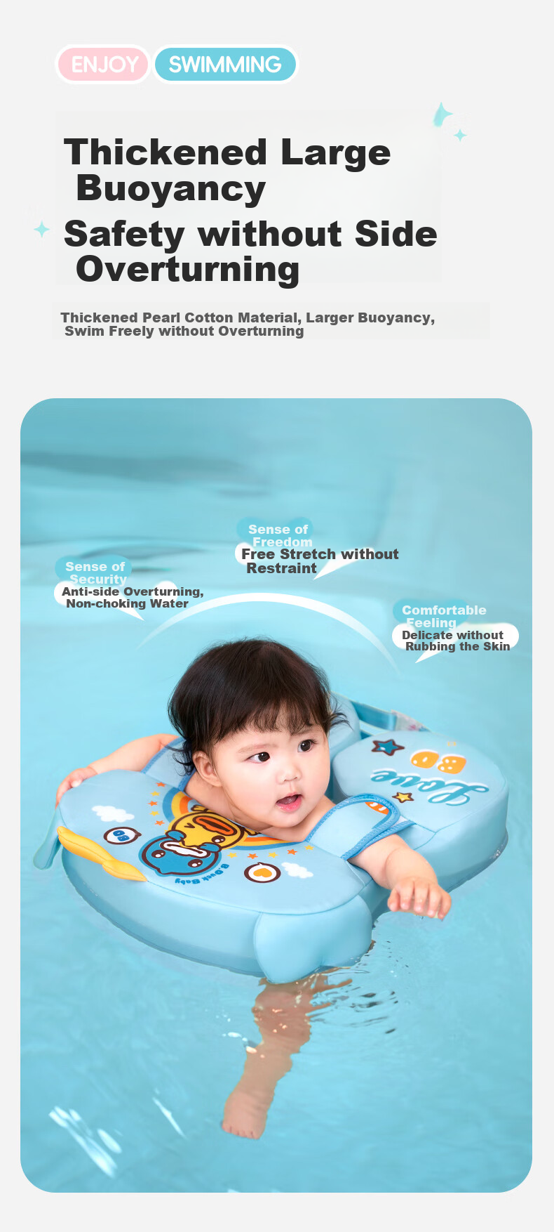 B.Duck Baby Swimming Armpit Float, Newborn Safe And Stable, Anti-Rollover, Anti-Choking, No Inflation Required Life Buoy 5