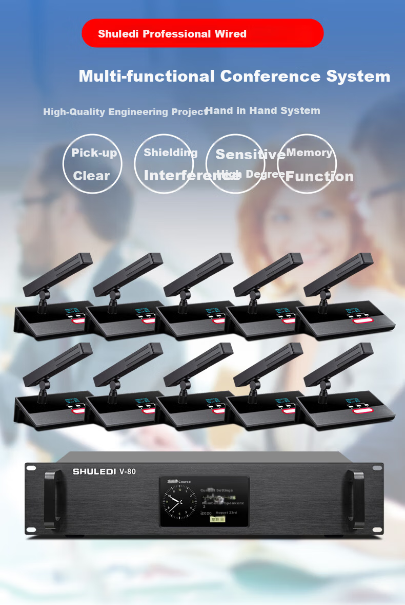 Shuledi V-80A Domestic Wired Handheld Conference Microphone, Meeting KTV Speaker, Square Tube Goose Neck Supporting Network Cable And 8-Pin Dual Interface (8 Microphones + Main Unit) 1