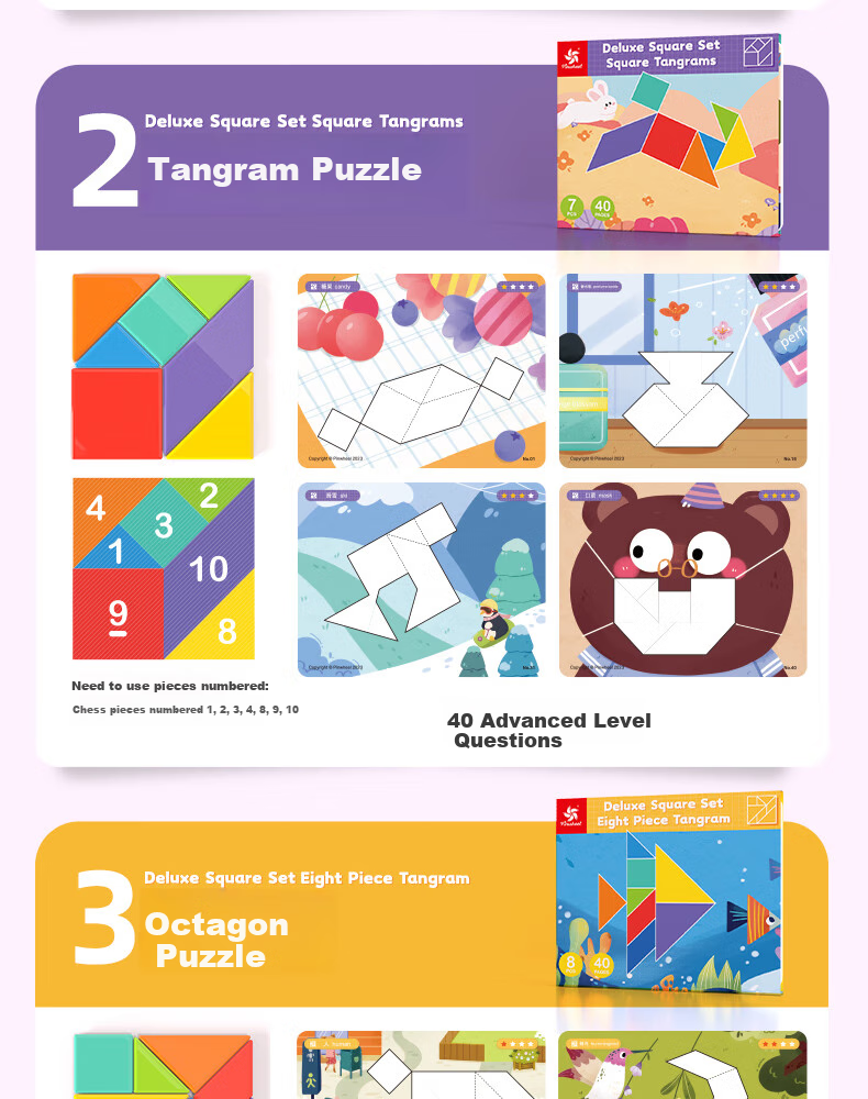 Pinwheel Magnetic Educational Geometric Puzzle Toy for Children Aged 3 to 6, Birthday Gift, Deluxe Tangram Set 6