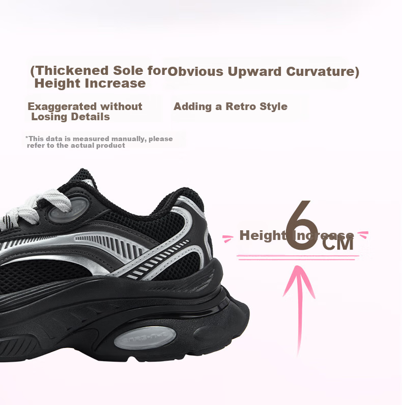 361° Women's Sports Shoes Heart Design Autumn Mesh Thick Sole Retro Casual Platform Dad Sneakers 682536760-3 12