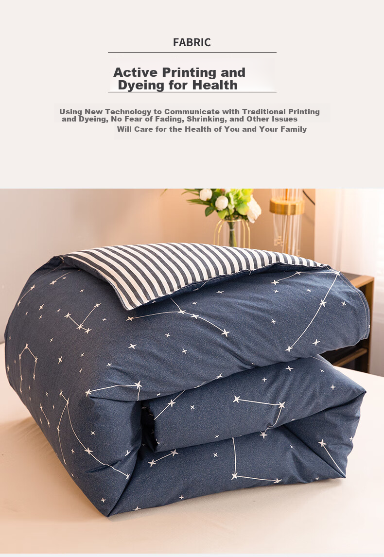 Yunjin Cotton Quilt with Duvet Cover, Pure Xinjiang Cotton Comforter for Single Person, Autumn And Winter Bedding, 6 Jin (3 Kg), 150x200cm, Star Patter 12