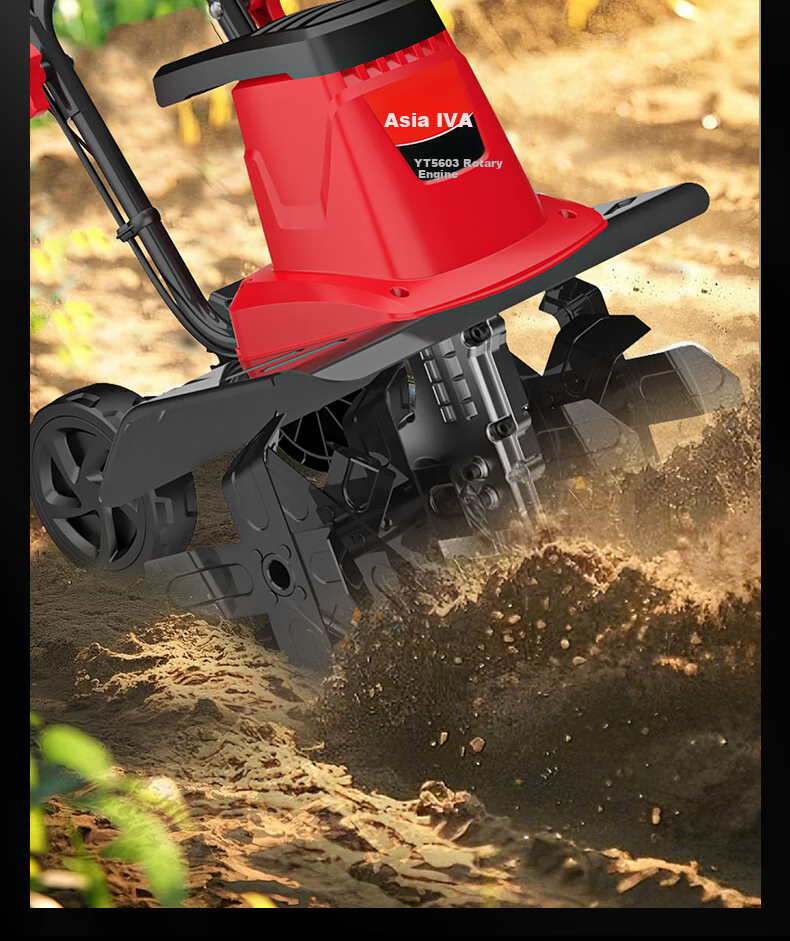 YAT Plug-In Small Mini-Tiller, 4-Blade Garden Cultivator for Home Use, Electric Soil Loosening Machine for Gardens And Orchards 11