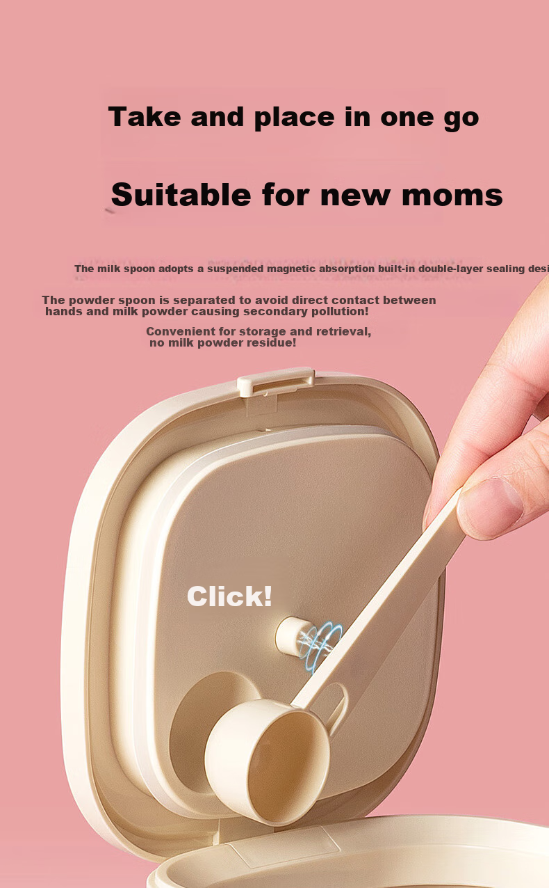 ANKOU Milk Powder Container, Baby Formula Canister, Sealed Jar, Portable Rice Cereal Box, Light-Proof Complementary Food Container with Magnetic Suction And Flat Scraper, 1200ML 7