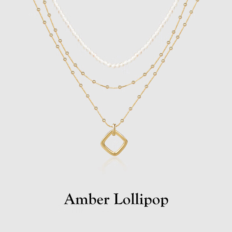 Amber Lollipop Necklace, Women's Niche Multi-Layered Wearable Neck Chain, Birthday Mother's Day Gift for Mom Or Wife, Practical Present