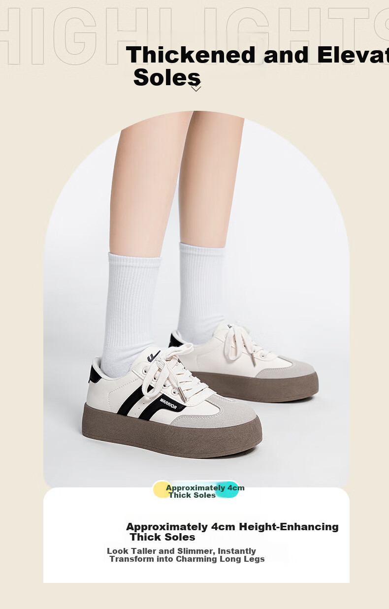 Huili Official Women's Shoes, 2026 Summer Retro German Training Shoes for Women, White Sneakers, Height-Increasing Shoes for Women, Black And White, Size 39 2