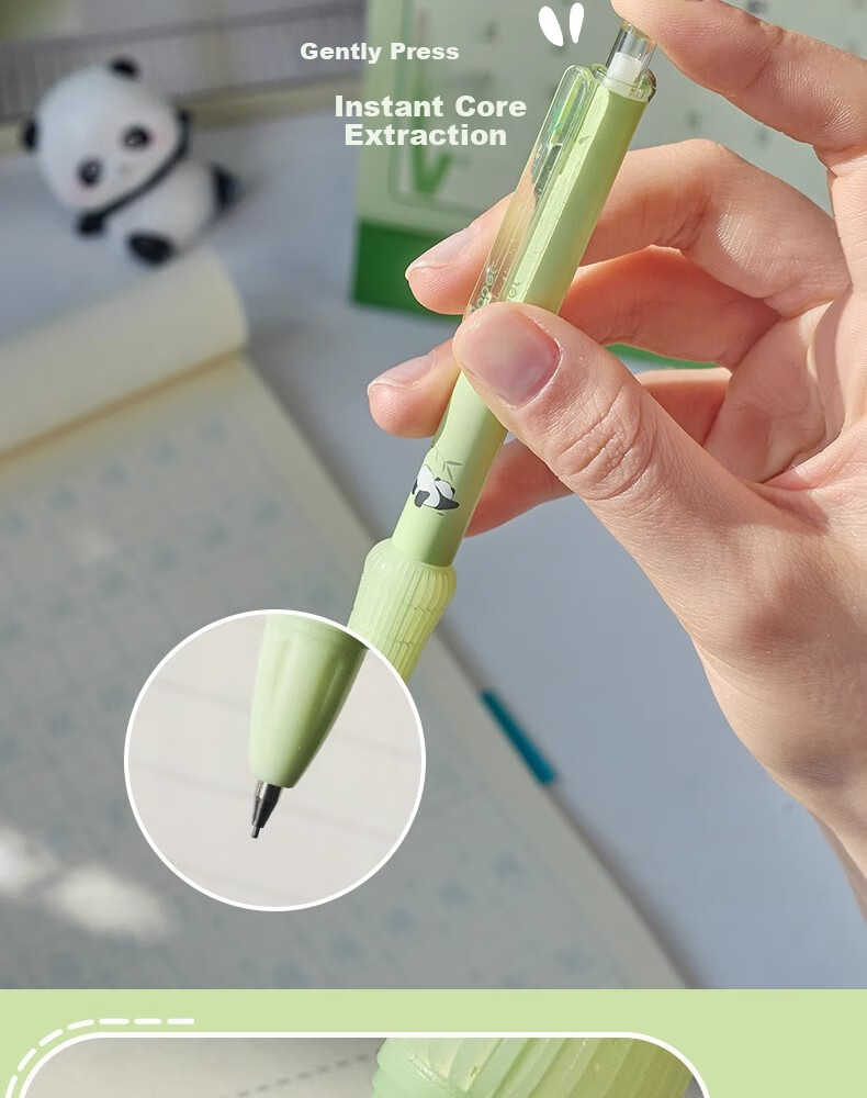 LOPET Panda Flower Automatic Pencil, Elementary School Student Hand Protector, High-Tech Ultra-Soft Grip, Writing Without Fatigue, 0.5mm Buffer, Anti-Breaking Lead, Drawing Pencil LT-7026 4