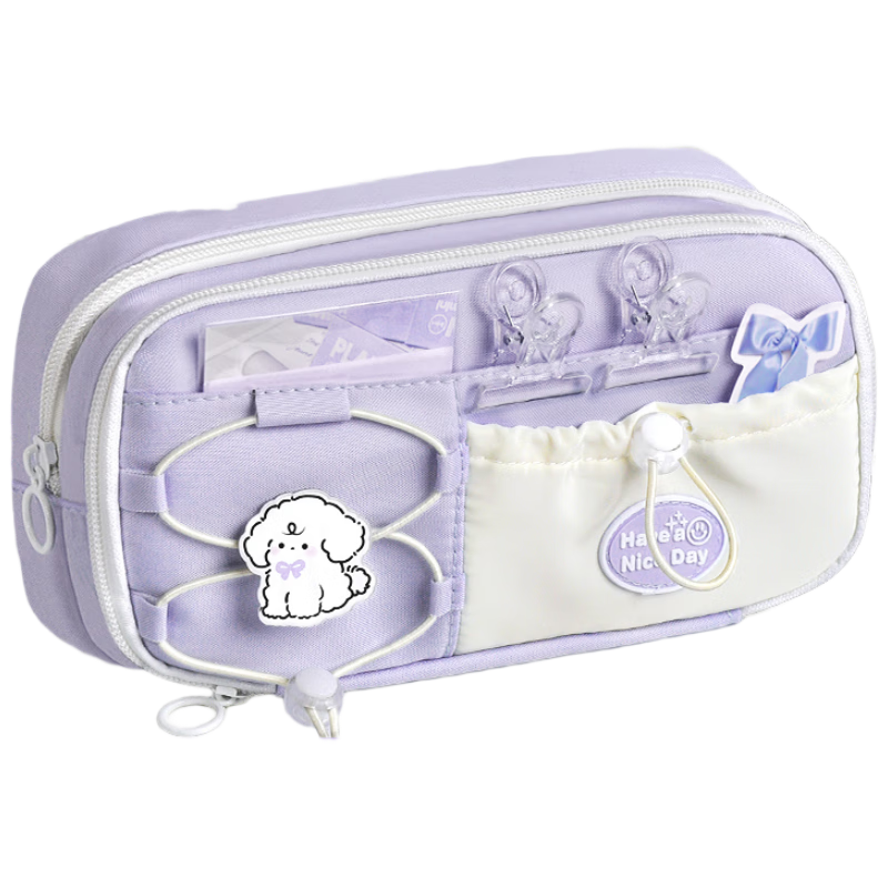 Shuxing Large Capacity Pencil Case High-Value Girls' Ins Style Stationery Bag for Grade 1 Elementary Students Children's Pencil Box Simple Multifunctional Stationery Box for Middle and High School Bac
