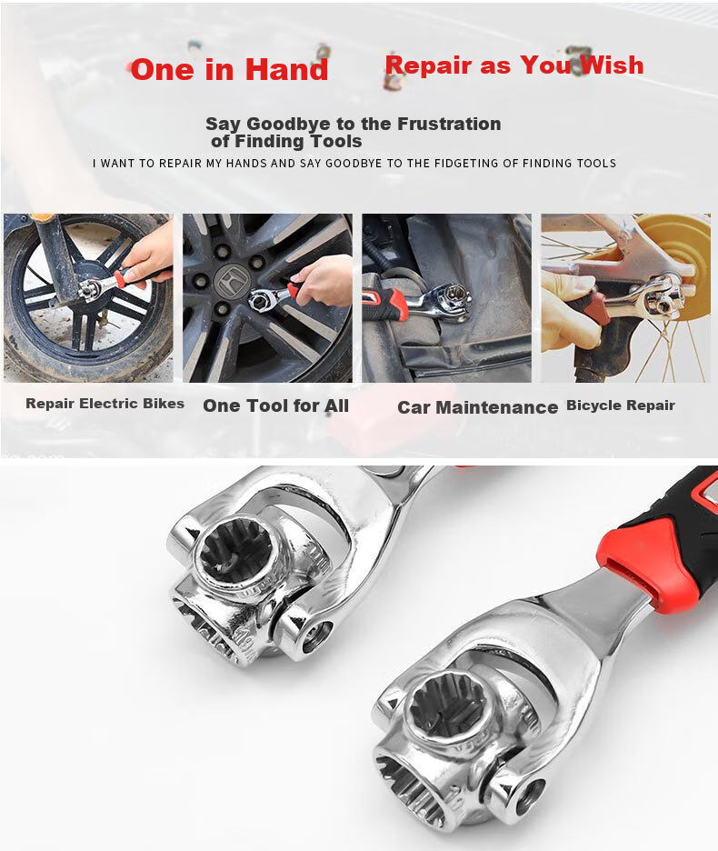 Honggong Multi-Functional Socket Wrench Set, 52-In Adjustable Hex Wrench, Screwdriver, Dog Bone, And Repair Tool 2