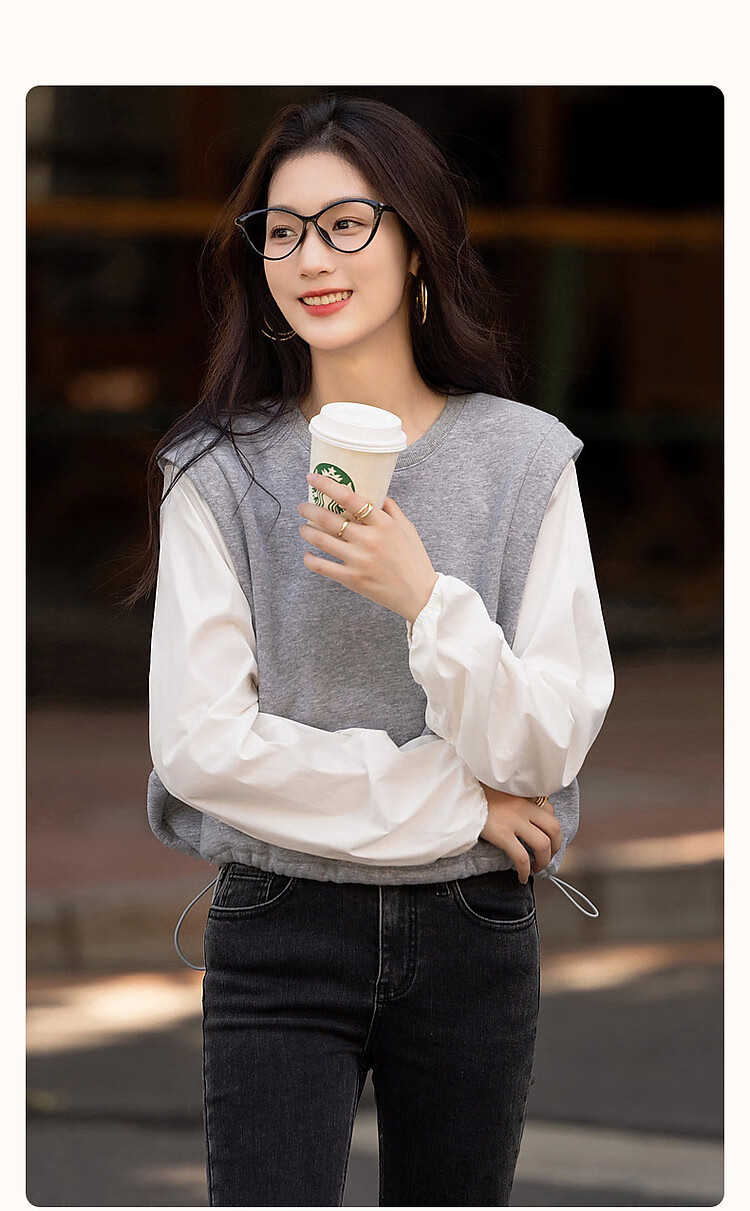 Demana Women's Spring Simple Style Cloud Texture Cotton 3D Adjustable Elastic Sweatshirt Top 1