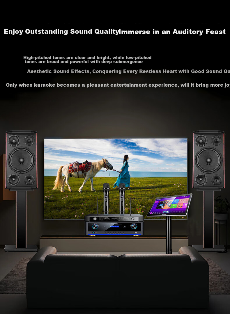 WESTDING Home KTV Sound System Set, Complete Karaoke Equipment All-In Machine for Singing, Home Theater Living Room Professional Karaoke Vertical Speaker KM10 + 12-Inch Subwoofer 6
