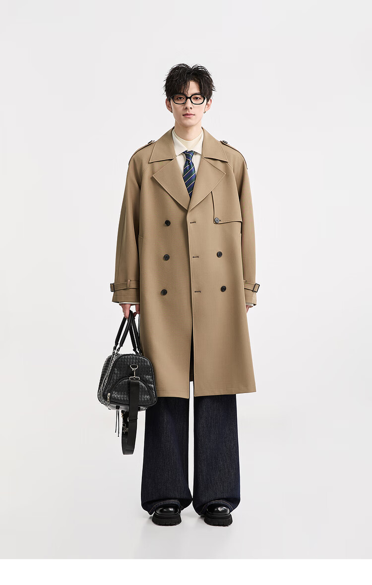 Earl Zuoer 2025 Autumn New Over-the-Knee Long Trench Coat Men's Business Casual Loose High-End Wrinkle-Resistant Non-Iron Overcoat 6