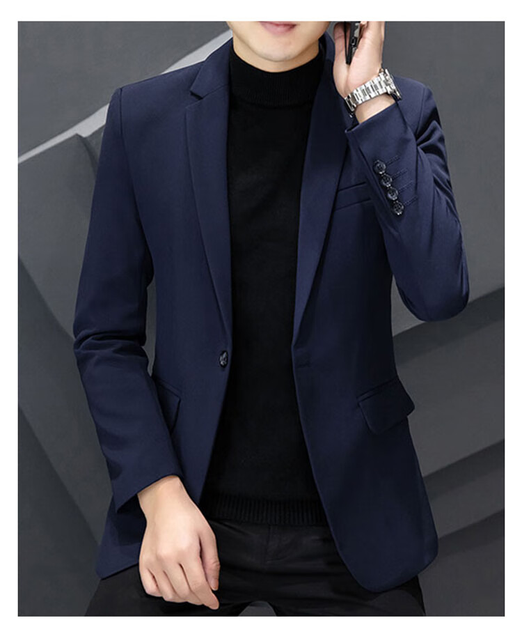 ROMON Men's Autumn Winter Business Formal Suit Slim Fit Luxury Blazer Groom Best Man Wedding Attire 14
