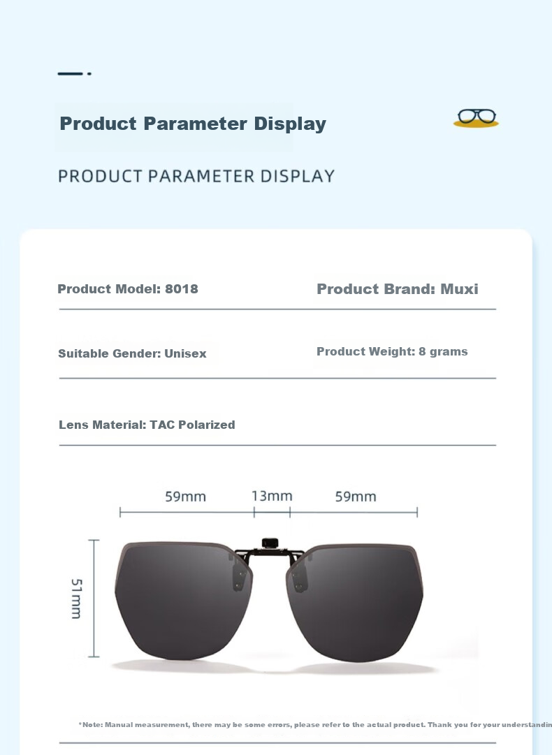 EYEPLAY Clip-On Polarized Sunglasses for Men And Women, Nearsighted Glasses, Fishing, Driving, Specialized Sunglasses for Men And Women, Model 8014A 10