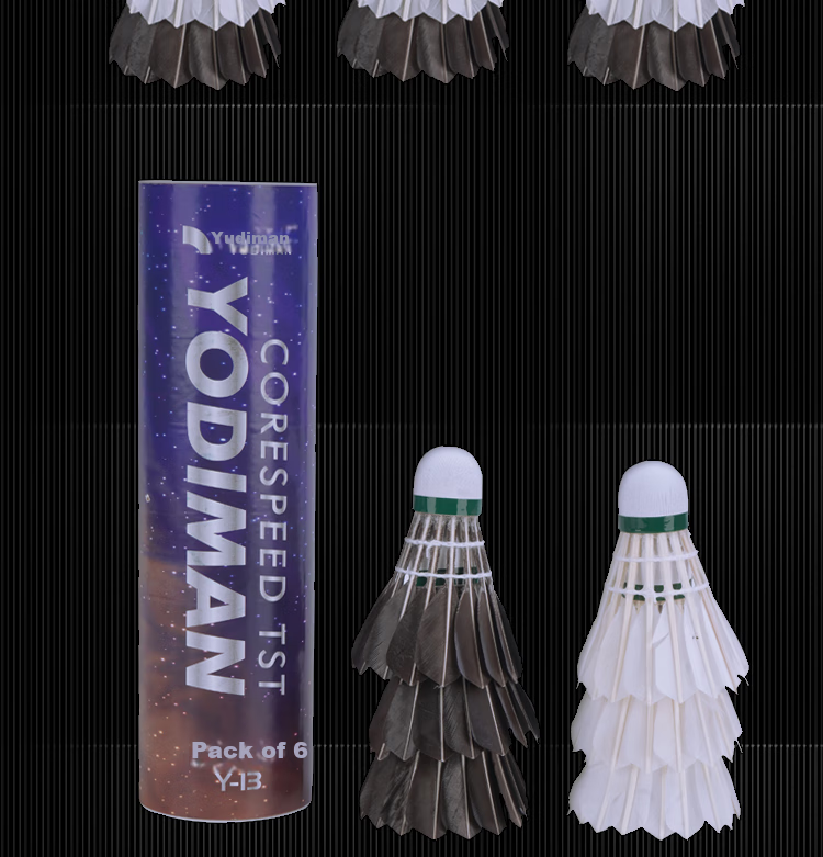 Yodiman Black And White Dual-Color Set of 6 Badminton Composite Cork Shuttlecocks for Competition And Training 6