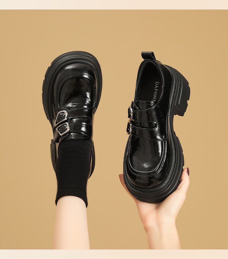 DAPHNE Platform Loafers Women 2025 New Autumn British Style Small Leather Shoes High Heels 5