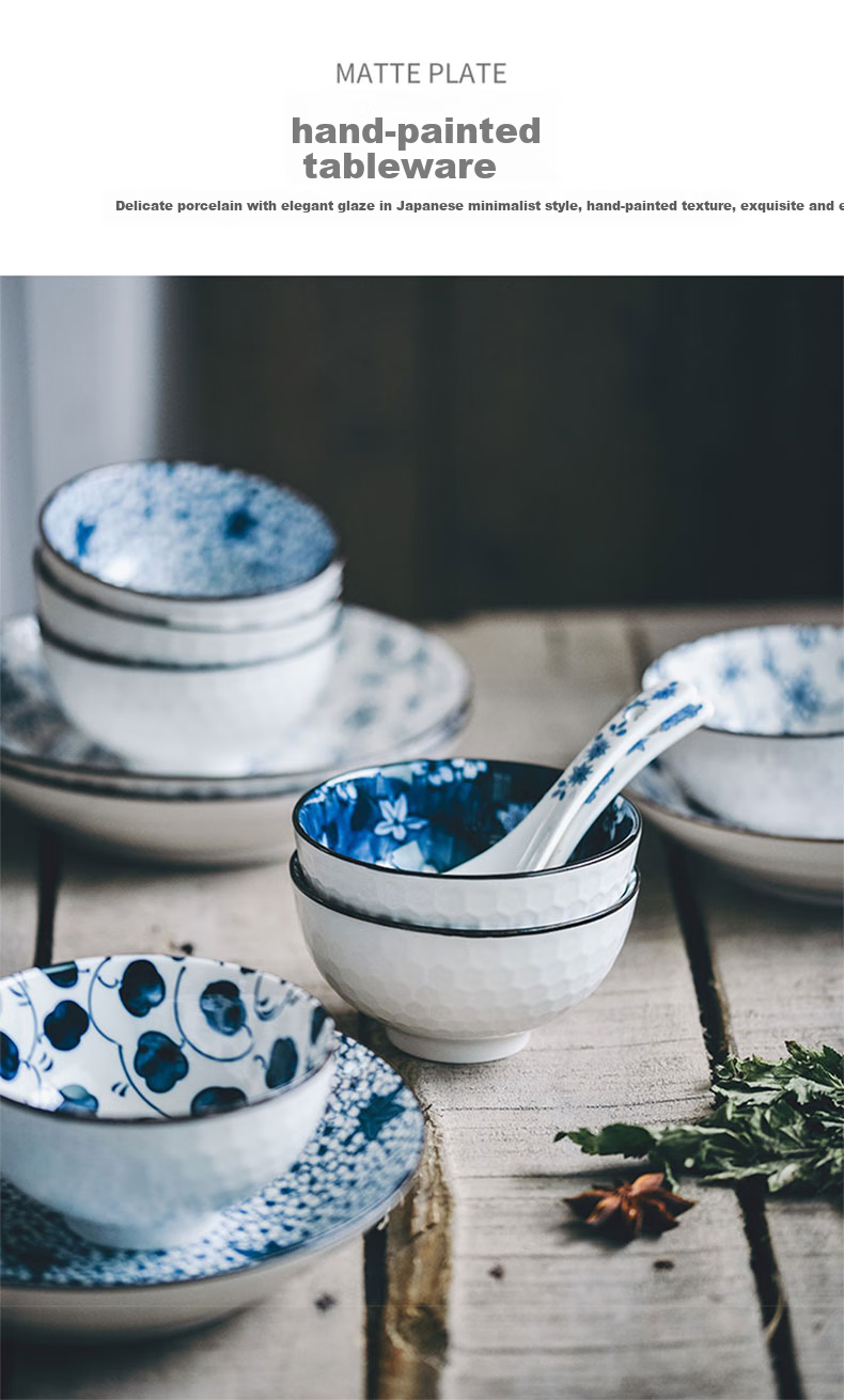 JIWUSENLIN Chinese Tableware Set Including Bowls, Plates, Noodles Bowl, Rice Bowl And Chopsticks Gift Set with Carrying Case, 6-Piece Set 2