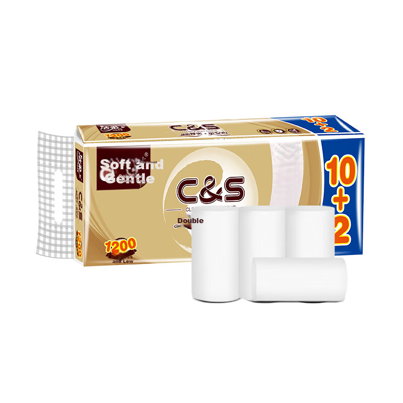 C&S Coreless Toilet Paper, Jinzun 4-Ply 100g*12 Rolls, Thick Household Toilet Paper Roll