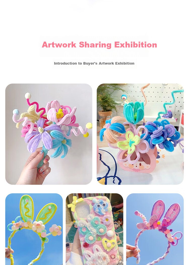 Letrel Twist Tie Bouquet Macaron Hair Tie DIY Craft Kit, Handmade Material Set for Children's Birthday Gift for Boys And Girls 5