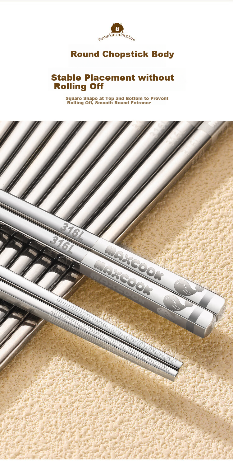 MAXCOOK 316L Stainless Steel Chopsticks, Set of 2 Pairs, Color-Coded Chopsticks for Home Use, Creative Tableware Set MCK5226 9