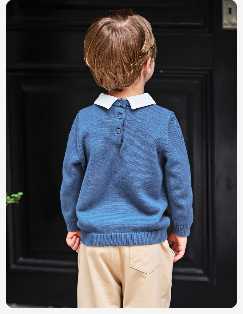 DAVE & BELLA Kids Pullover Sweater Boys Cotton Knit Fake Two-Piece Autumn Shirt 2