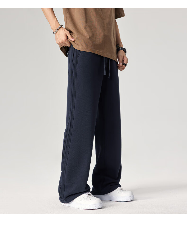 FAIRWHALE Men's Sports Pants Spring and Autumn American Style Sweatpants Loose Fit Youth Wide-Leg Casual Pants XL Advanced Gray 1