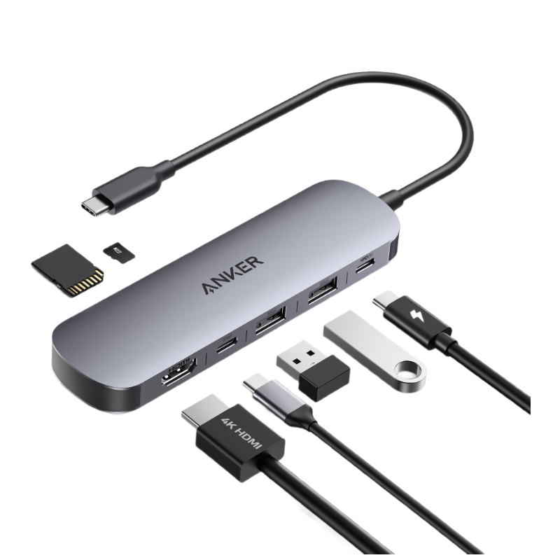 ANKE Type-C Hub 7-In Expansion Dock PD100W Fast Charging HDMI Screen Mirroring SD/TF Compatible with Apple Mac Huawei Laptops USB3.0 Multifunctional Adapter