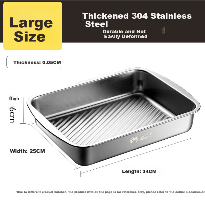 Тарелка для лобстера COOKER KING из нержавеющей стали 304, прямоугольная сервировочная тарелка для дома, сковорода для гриля, блюдо для закусок, утолщенная 34*25*6 см