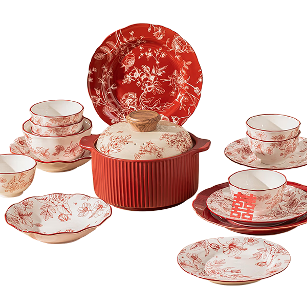 KANGMO 36-Piece Ceramic Bowl and Plate Dinnerware Set for Home, New Stylish Wedding Gift for Newlyweds Millennials