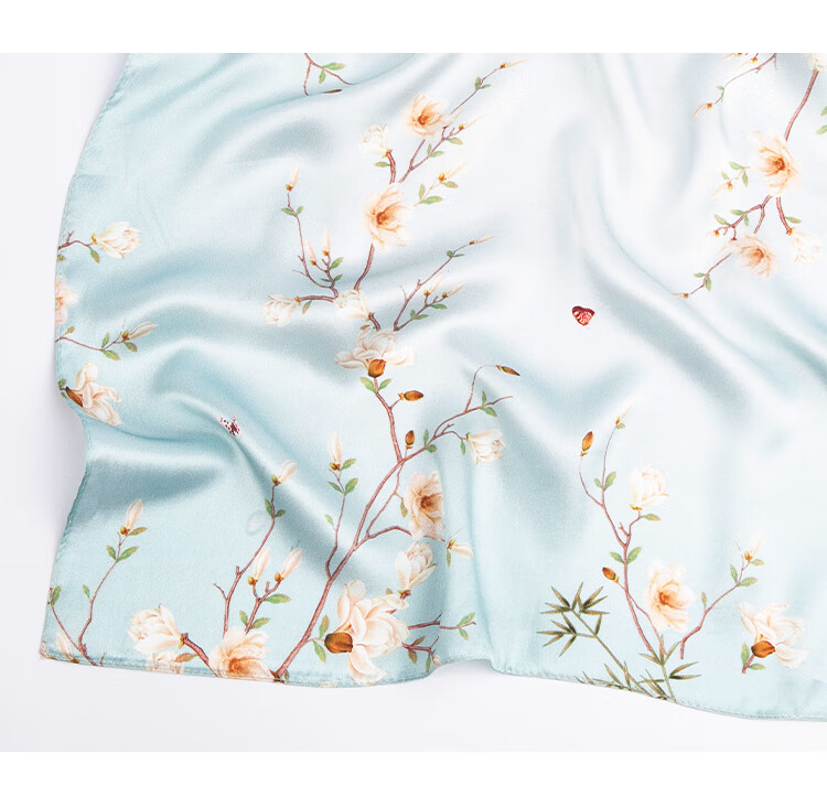 Shanghai Story Women's Silk Satin Small Square Scarf 100% Mulberry Silk Scarf Gift Box Birthday Present Tipsy Mist 20