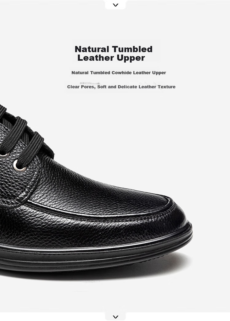 Aokang Leather Shoes for Men, Casual Business Shoes, Comfortable Work Lace-Up Formal Shoes, British Style Footwear, Black, Size 40 4