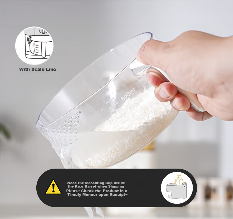 LOCK&LOCK Automatic Rice Container, Multi-Grain Storage Bin, Visible Sealed Storage Jar, Grain Storage Box, 10kg, White 6