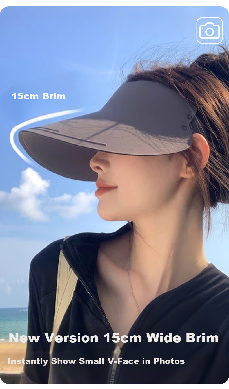 FitonTon Sun Protection Hat for Women, Summer Outdoor Cycling UV-Resistant Sun Hat, Large Brim Visorless Cap for Women, Seamless Cool Hat 6
