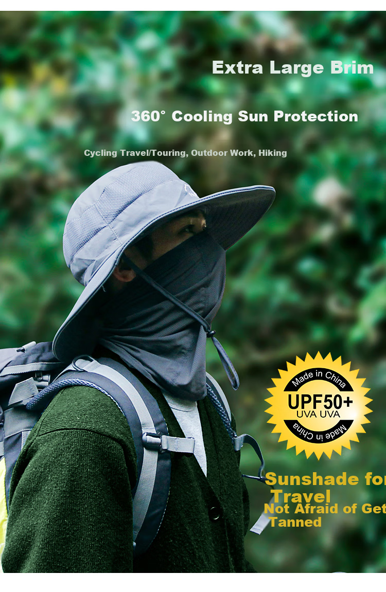 MOTIE Sun Protection Hat for Men And Women, Outdoor Sun Visor Cap, Summer UV-Resistant Face Mask, Sun Fishing Hat, Cycling Mask, Detachable All-In Desig 3