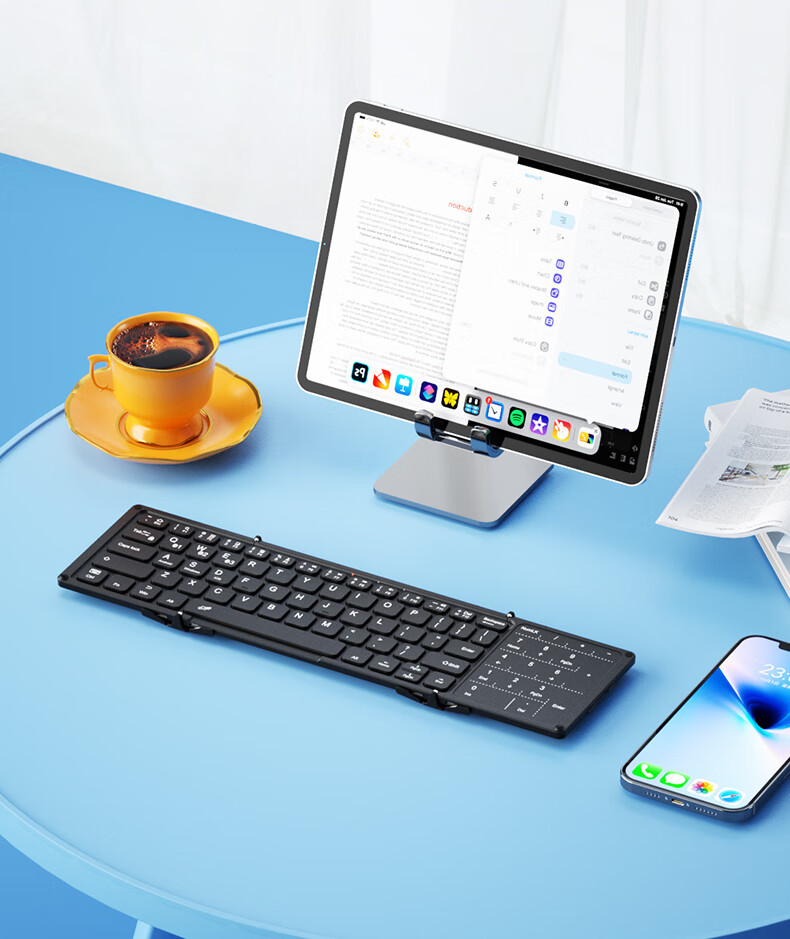 B.O.W Hangshi HB318D Foldable Wireless Bluetooth Charging Keyboard Smart Touchpad for iPad Xiaomi Huawei Mobile Office Portable Numeric Silent Keyboard Black 11