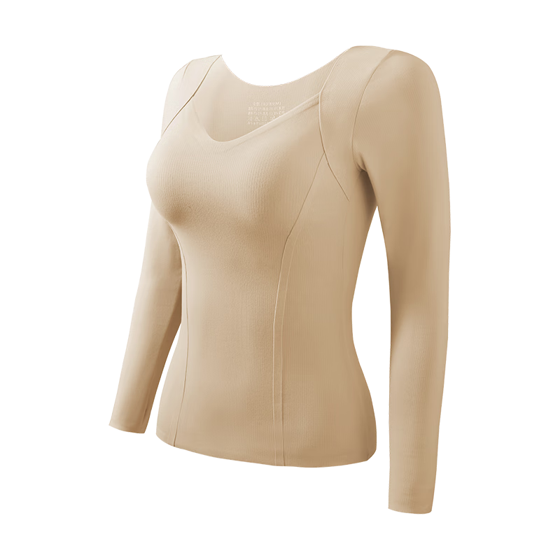 Herbal Original Thermal Autumn Shirt for Women with Chest Pad, Skin-Friendly Base Layer, Double-Sided Brushed Heat-Generating Long Sleeve Top for Fall and Winter