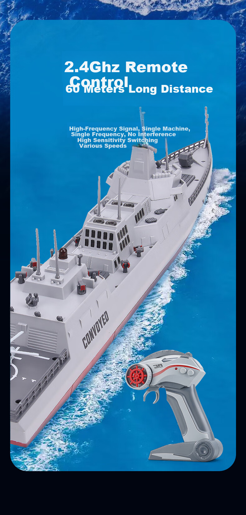 JINGDA TOYS Electric Remote Control Ship, Liaoning Aircraft Carrier Toy, Boys' Birthday Gift 7