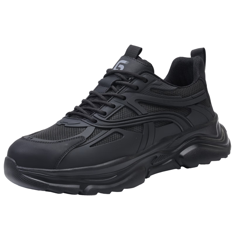 Weirdun Men's Summer Breathable Steel Toe Safety Work Shoes Anti-Smash Anti-Puncture Ultra-Light Soft Construction Site Safety Shoes 5061 Size 41
