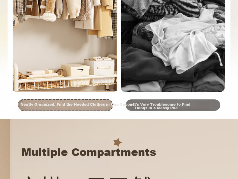 Jingxun Clothes Drying Rack, Floor-Standing, Movable for Home Use, Bedroom Drying Rack, Balcony Clothes Hanger, Indoor Coat And Hat Stand, 100cm 4