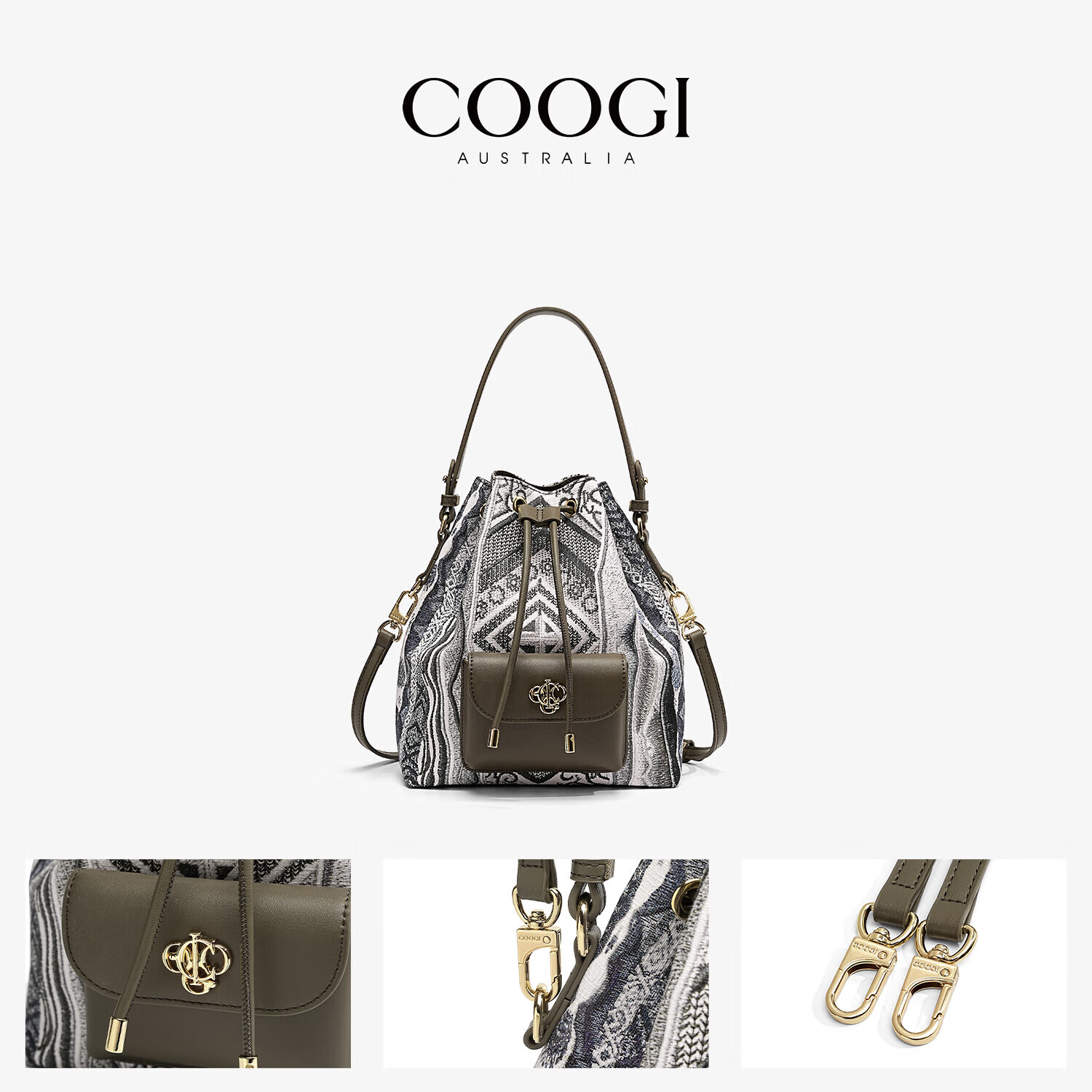 COOGI [Celebrity Style] Women's Handbag, Light Luxury Bucket Bag, Large Capacity, Birthday Gift for Girlfriend Or Wife