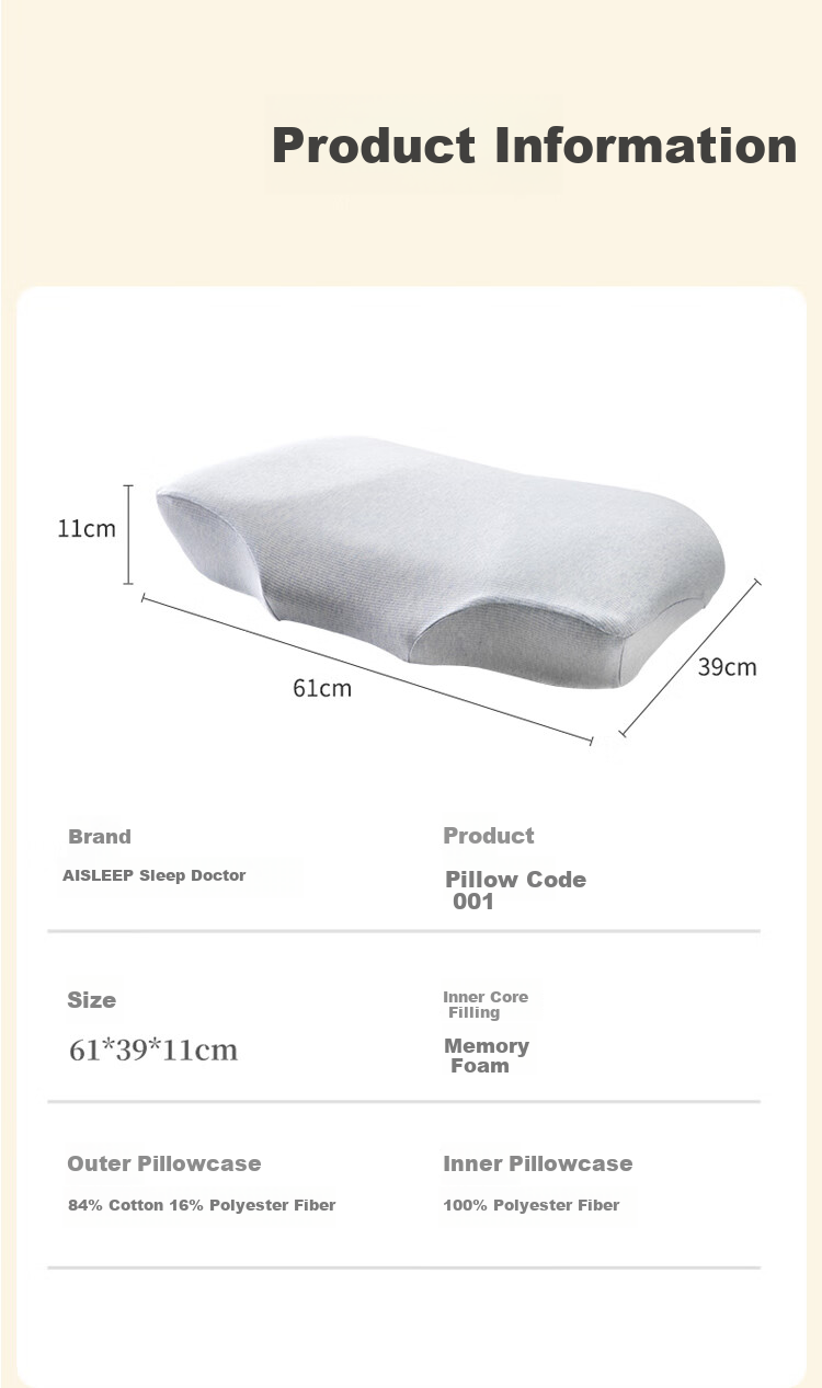 AiSleep Pillow Code 001 Cervical Pillow Core, Adult Deep Sleep Memory Foam Pillow, Butterfly Neck Support Pillow, XS Size 20