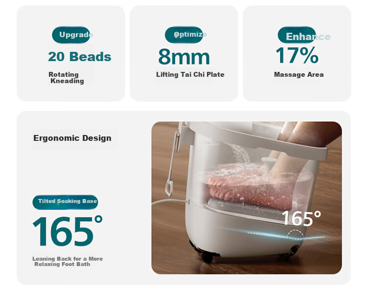 PHILIPS [Mid-Autumn Festival Gift] Small White Bucket Foot Soaking Tub, Fully Automatic Massage, Constant Temperature Heating, Smart Sterilization Foot Bath Basin for Home Use 3212F, Gift for Parents And Elders 5