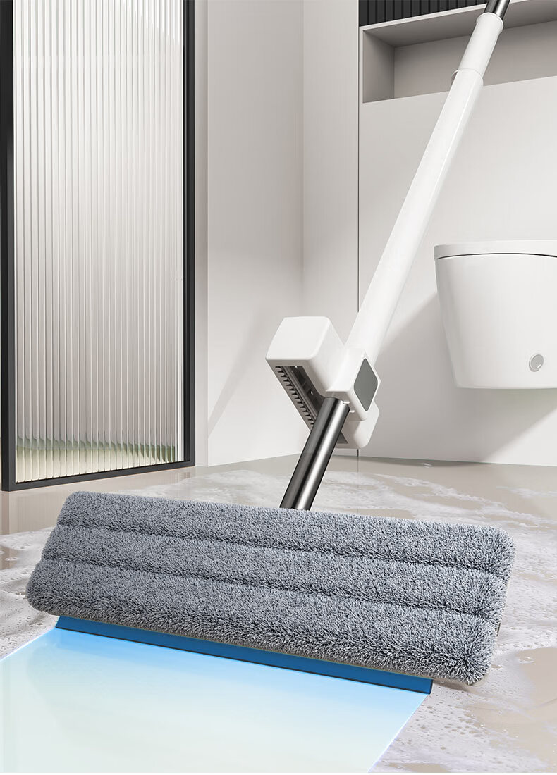 Mayflower Flat Mop 42CM with 138CM Handle, 2 Cloths, Built-in Water Scraper, Hands-Free Wash, Dual Wet and Dry Use 10