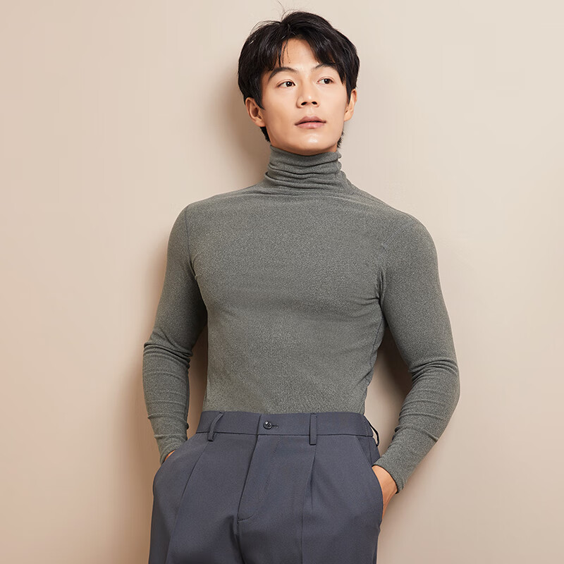 Langsha Men's Slim Fit Turtleneck Base Shirt Autumn Winter New British Style Versatile High-End Youth Warm Thermal Top 6