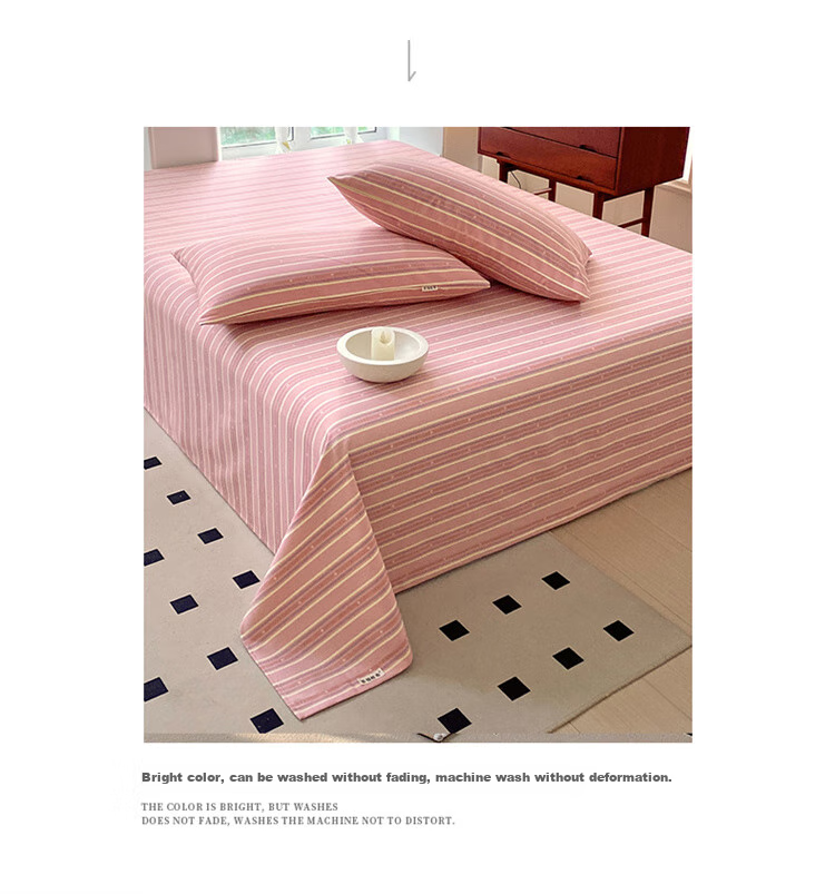 Wuyinliangpin Pure Cotton Coarse Linen Cool-Feeling Bed Sheet Single Piece, All-Cotton Double Bed Sheet Bedding, 230*245cm 6