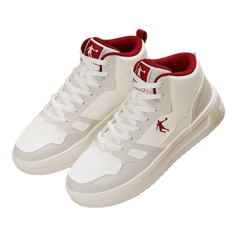 QIAODAN Women's High-Top Sneakers Casual Sports Shoes Waterproof Leather Thick-Soled Shock-Absorbing Running Shoes for Autumn and Winter
