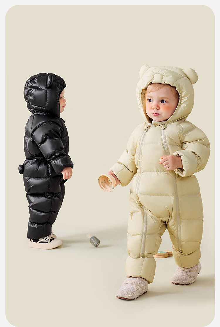 Minibala Bala [Far Infrared Heating] Baby Down One-piece Suit with Covered Hands and Feet, Belly Protection, 2025 Winter New Jacket 5