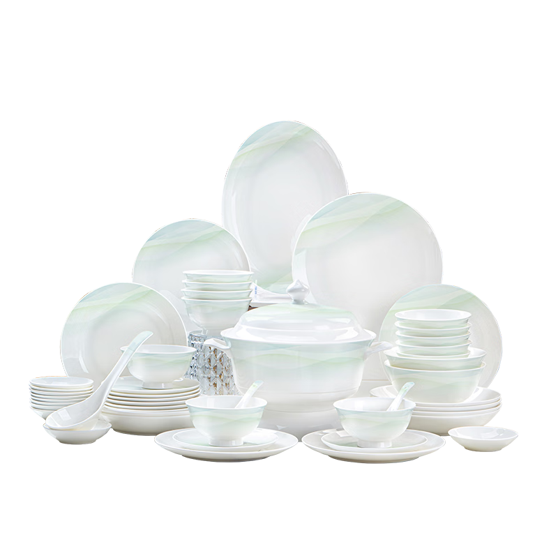 NINE CRANES 2026 New Jingdezhen Dinnerware Set Wedding Gift Housewarming High-End Bowl and Plate Combination Home Simple Style