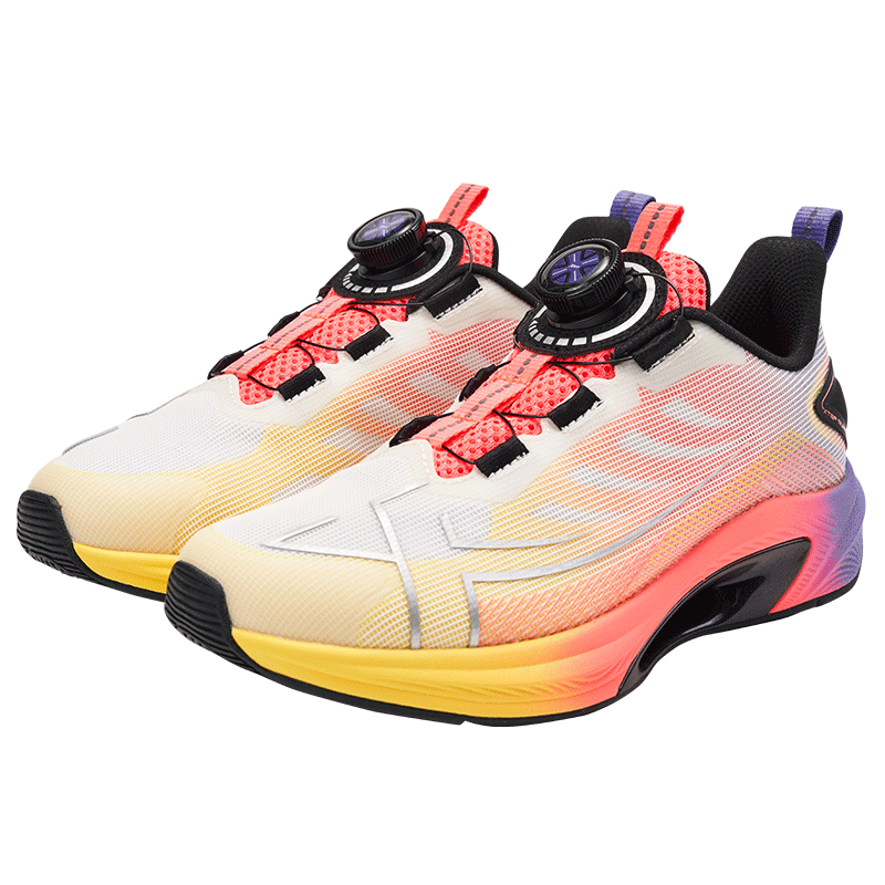 XTEP Kids Sports Shoes Daofeng High Rebound Professional Running Shoes Fluorescent Buddha Hand Yellow/Fluorescent Camellia Red Size 37